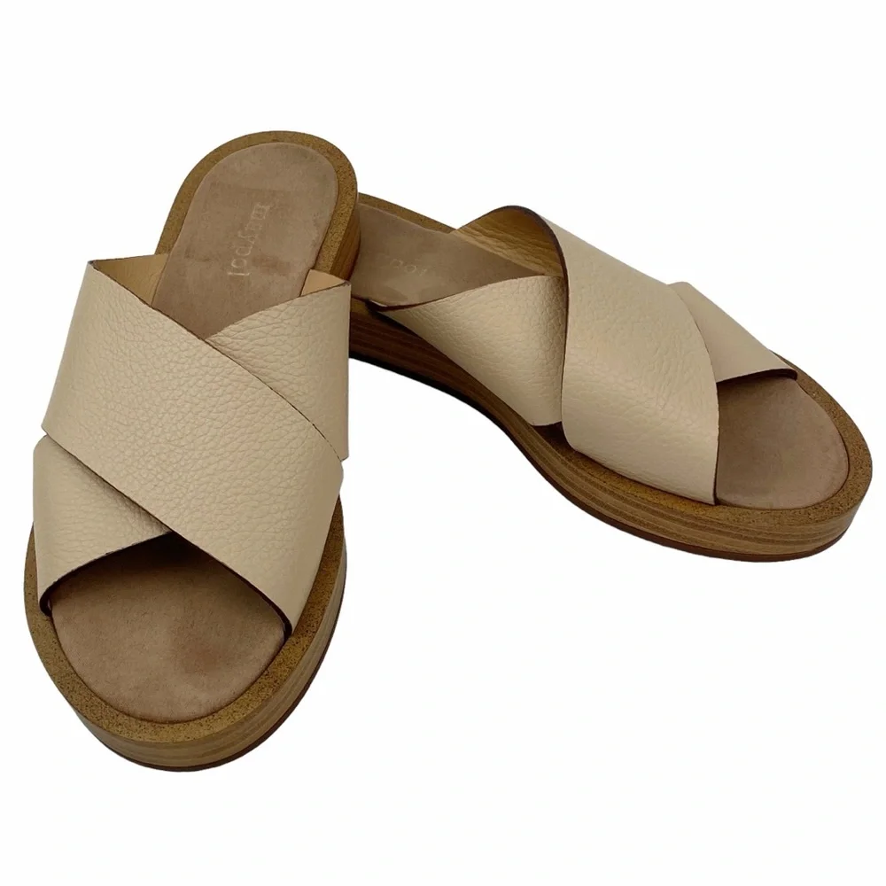 Maypol Leather Sandals Open Toe Slip On Shoes Made in Spain Size 39 Cream Nude